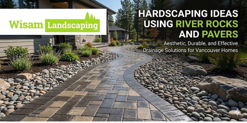 River rock landscaping and paver installation in Vancouver
